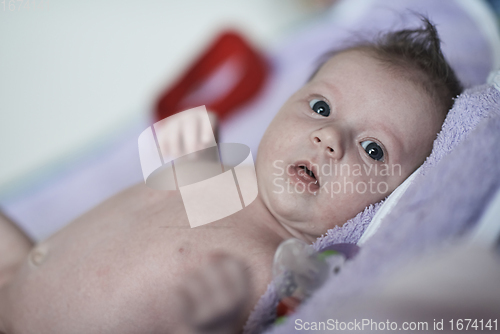 Image of happy newborn little baby smilling