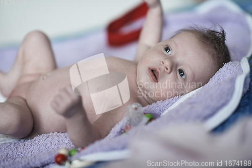 Image of happy newborn little baby smilling