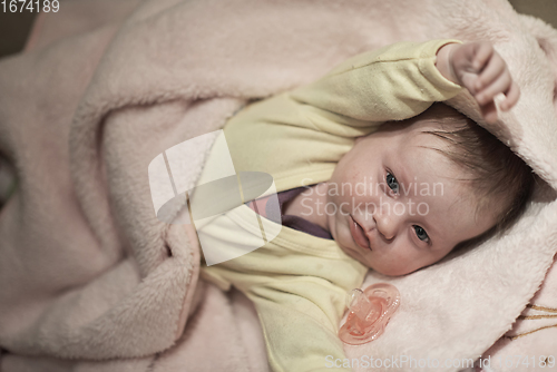 Image of cute little newborn baby smilling