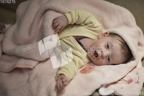 Image of cute little newborn baby smilling
