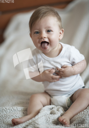 Image of cute little newborn baby smilling