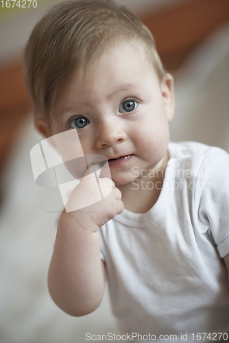 Image of cute little newborn baby smilling