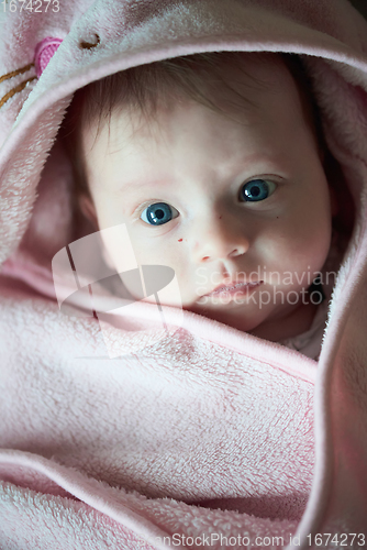 Image of happy newborn little baby smilling