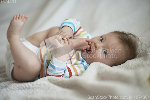 Image of cute little newborn baby smilling