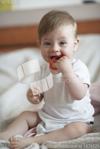 Image of cute little newborn baby smilling