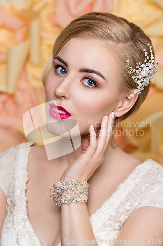 Image of beautiful girl in wedding gown