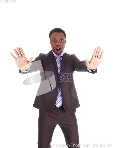 Image of African businessman says NO