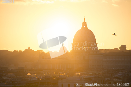 Image of Skyline Rome Peter Basilica sunset