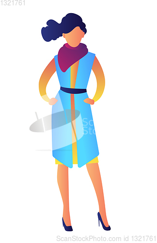 Image of Elegant model wearing fashion dress vector illustration.