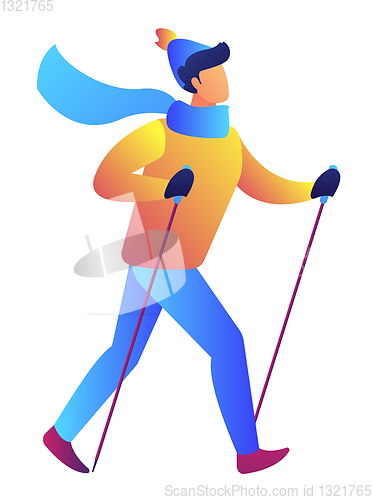 Image of Nordic walking vector illustration.