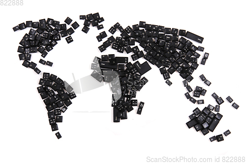Image of black keyboard keys as world map