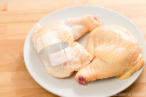 Image of Fresh Raw chicken legs on dish