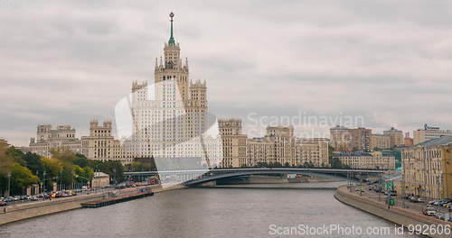 Image of Stalin era tower building skyscraper on Kotelnicheskaya embankment