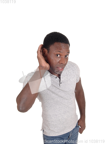 Image of Black man can not hear what you say