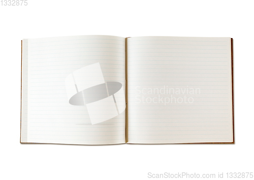 Image of Open blank notebook isolated on white