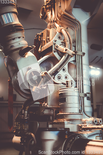 Image of Airplane landing gear detail