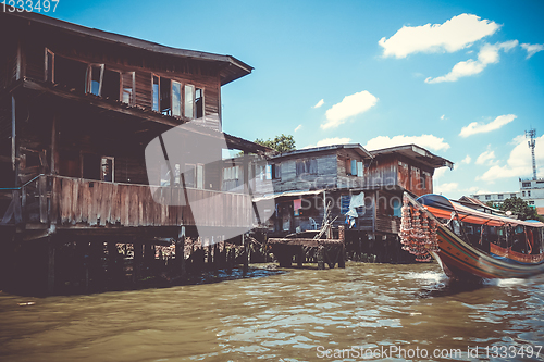 Image of Traditional houses on Khlong, Bangkok, Thailand