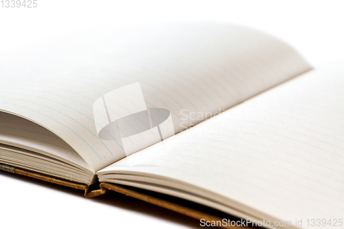 Image of Open blank notebook closeup view