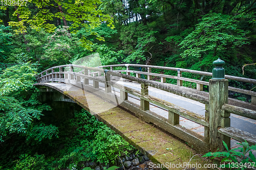 Image of Traditional japanese wooden bridge in Nikko, Japan