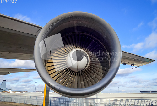 Image of Airplane engine and wing