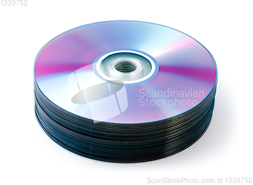 Image of CD, DVD stack isolated on white