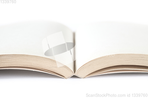 Image of Open blank book on white background