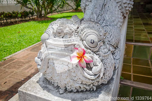 Image of Dragon statue, Wat Chedi Luang temple big Stupa, Chiang Mai, Tha