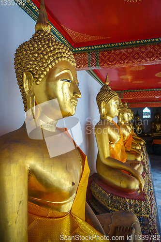 Image of Buddha statues in Wat Pho, Bangkok, Thailand