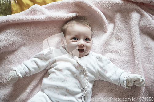 Image of happy newborn little baby smilling