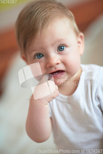 Image of cute little newborn baby smilling