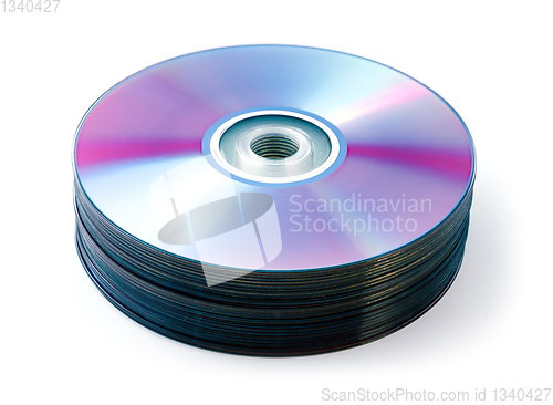 Image of CD, DVD stack isolated on white