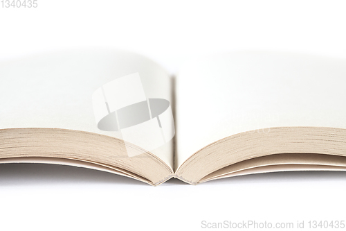Image of Open blank book on white background