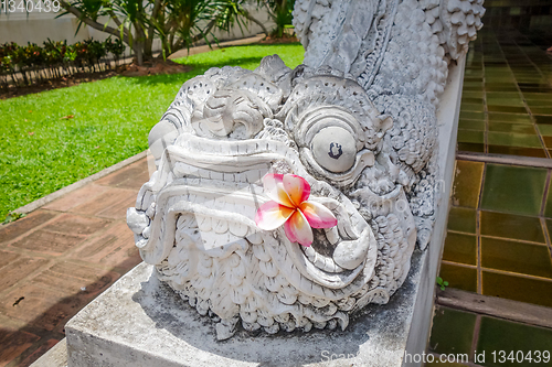 Image of Dragon statue, Wat Chedi Luang temple big Stupa, Chiang Mai, Tha