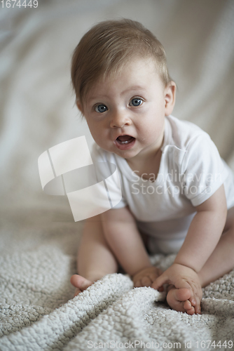 Image of cute little newborn baby smilling