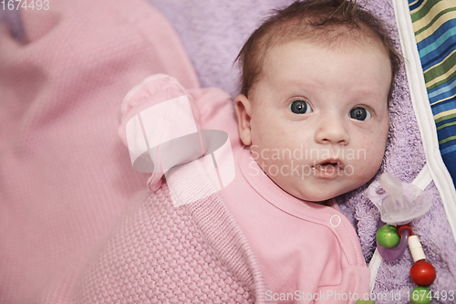 Image of happy newborn little baby smilling