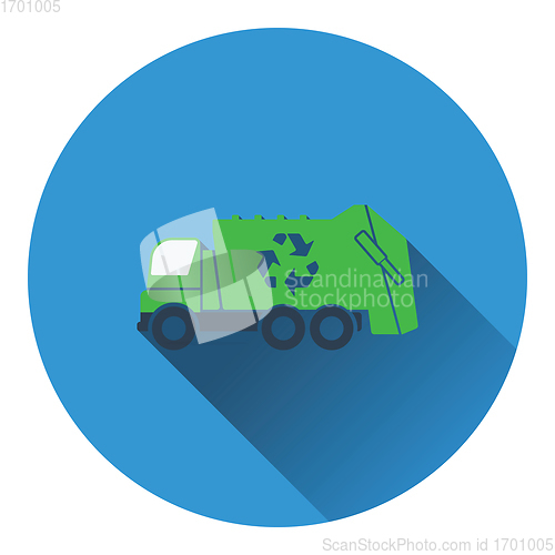 Image of Garbage car with recycle icon