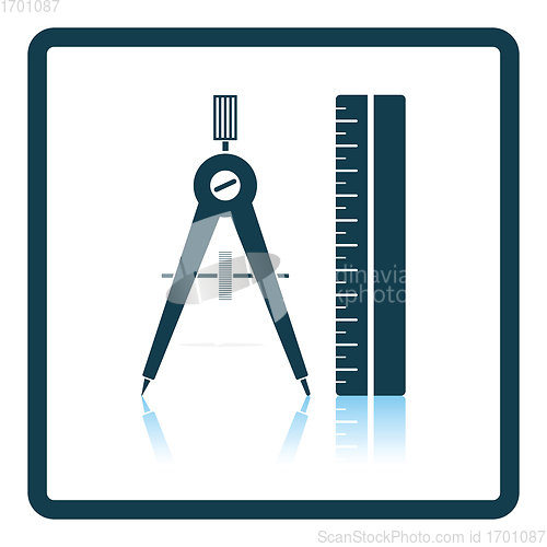 Image of Flat design icon of Compasses and scale iin ui colors