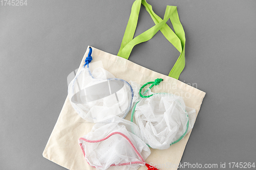 Image of reusable bag and totes for food shopping