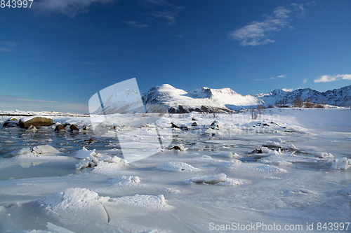 Image of Frozen Fjord near Leknes, Lofoten, Norway