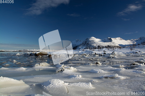 Image of Frozen Fjord near Leknes, Lofoten, Norway