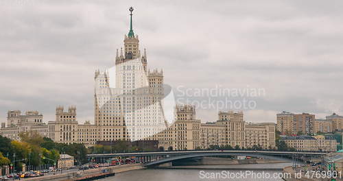 Image of Stalin era tower building skyscraper on Kotelnicheskaya embankment