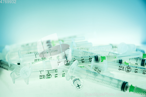 Image of Syringes on blue background