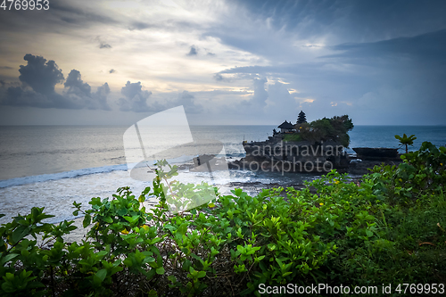 Image of Pura Tanah Lot temple at sunset, Bali, Indonesia