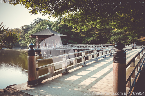 Image of Ukimido Pavillion on water in Nara park, Japan