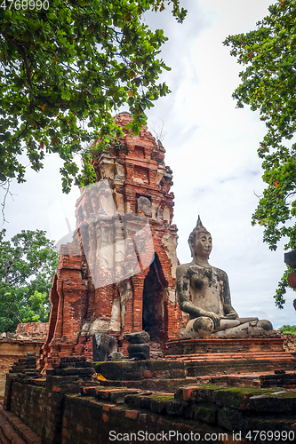 Image of Buddha statue in Wat Mahathat, Ayutthaya, Thailand