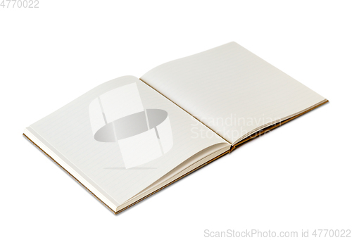 Image of Open blank notebook isolated on white