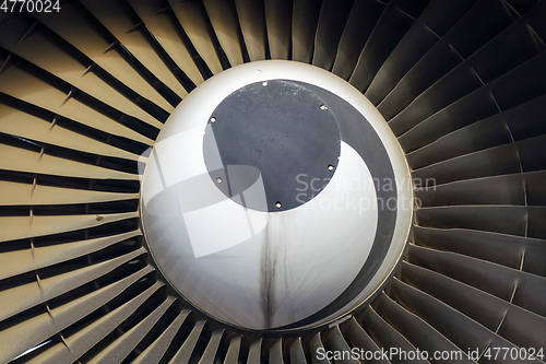 Image of Airplane engine detail. closeup picture