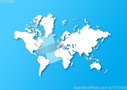 Image of Detailed world map isolated on a blue background