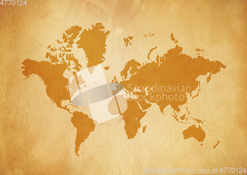 Image of Vintage world map on old parchment paper