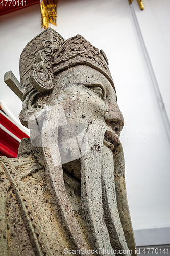 Image of Chinese Guard statue in Wat Pho, Bangkok, Thailand